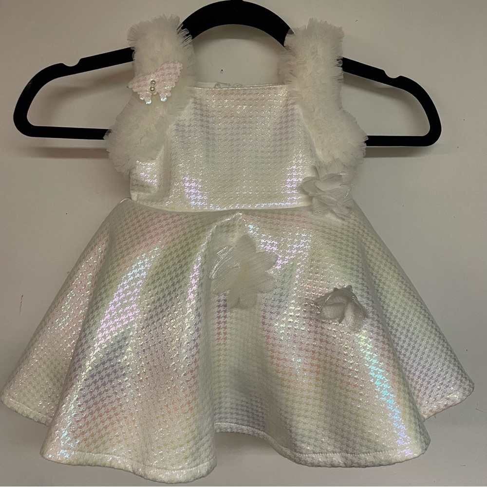 Baby/Toddler White Rainbow Iridescent Snow Fairy Princess Fancy Dress Size 6-12m